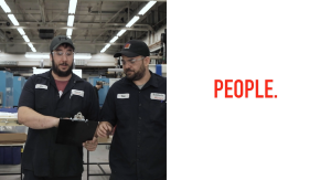 Baytech Plastics team members in the factory with the word People on the image.